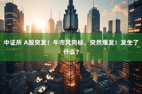 中证所 A股突发！牛市风向标，突然爆发！发生了什么？