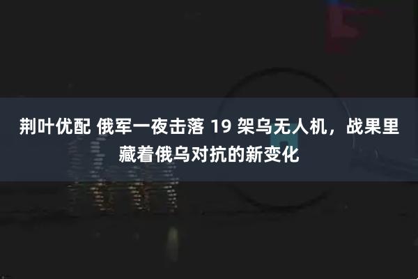 荆叶优配 俄军一夜击落 19 架乌无人机，战果里藏着俄乌对抗的新变化