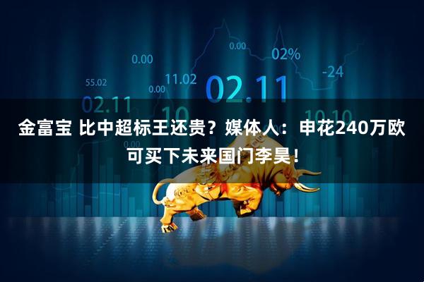 金富宝 比中超标王还贵？媒体人：申花240万欧可买下未来国门李昊！